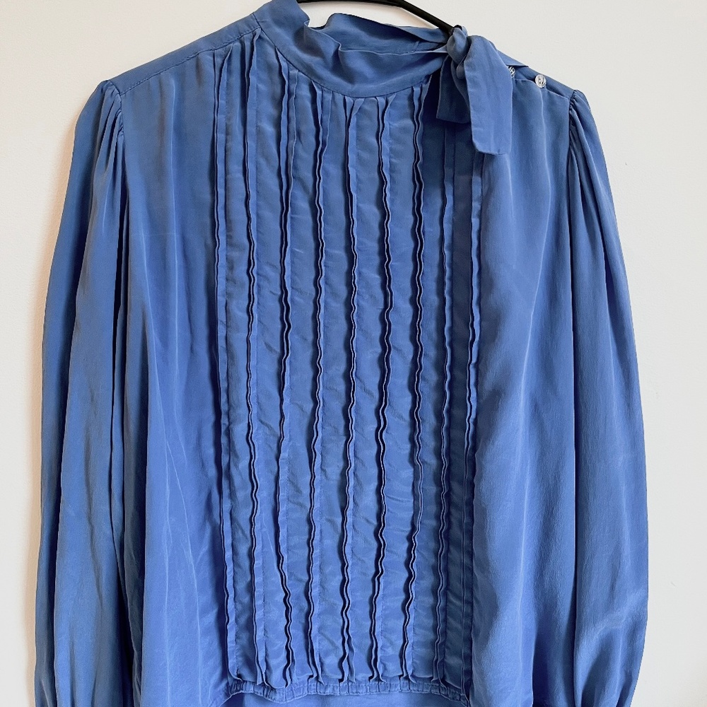 Vintage blue silk shirt size M/L
